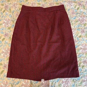 Vintage Sellecca Red & Black Houndstooth Print Women’s Pencil Skirt